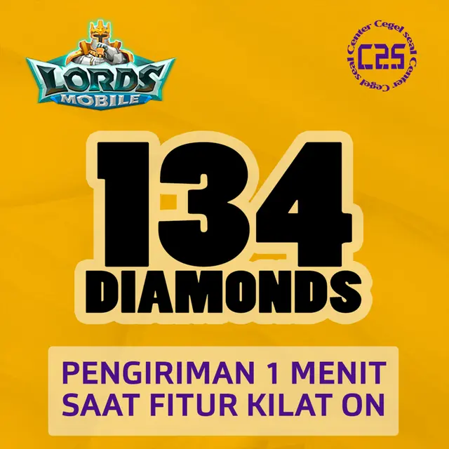 Jual 134 Diamonds Lords Mobile Center Cegel Seal | VCGamers