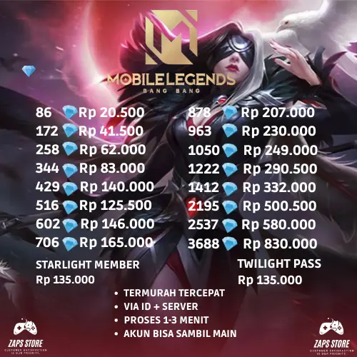 Jual 706 Diamonds Mobile Legends Zaps Store | VCGamers