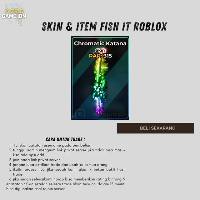 Jual Chromatic Katana Fish It! - Roblox worldgame.idn | VCGamers
