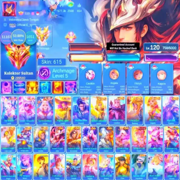 Jual Akun Sultan Murah Mobile Legends Kunshen | VCGamers