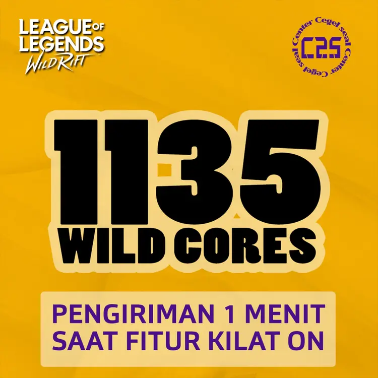 Jual 1.135 Cores League of Legends Wild Rift Center Cegel Seal | VCGamers