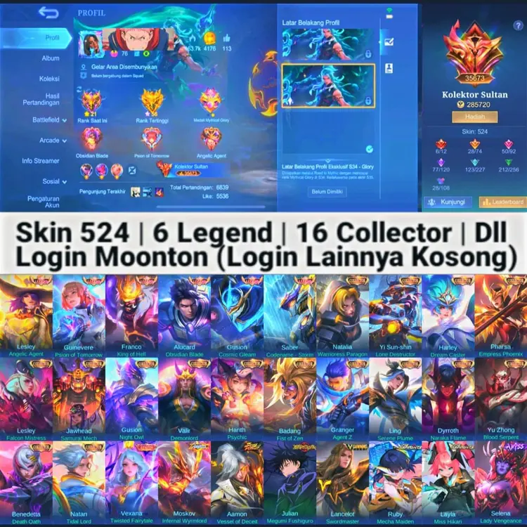 Jual Akun Fresh Siap Rank Mobile Legends Fanny Aspirant Store | VCGamers